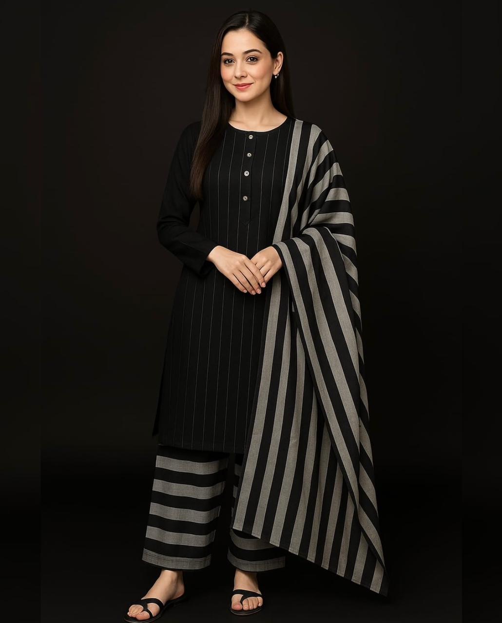 3pc Marina  Wool Shawl Dress