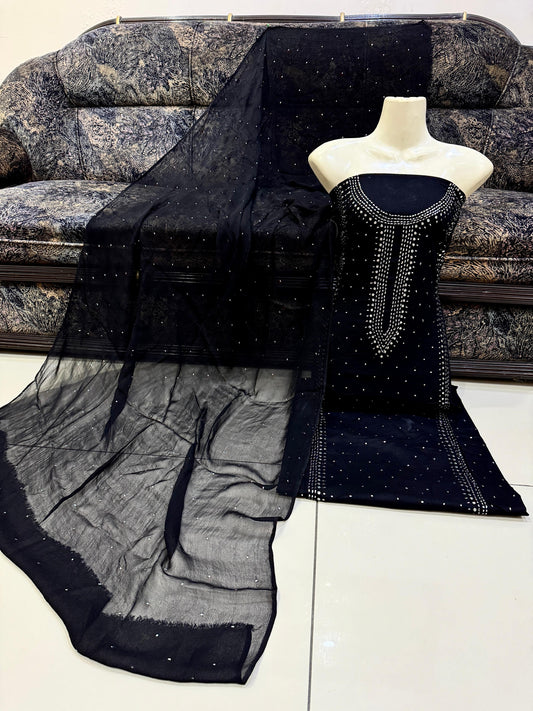 3pc Lawn Mukesh Work
