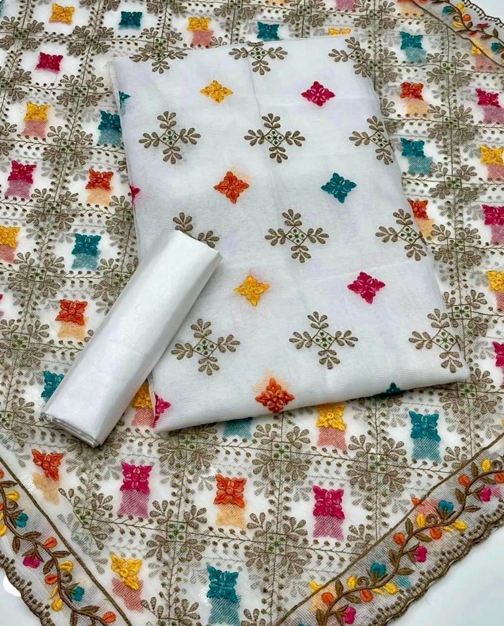3pc Lawn Full Multi Embroided Dress