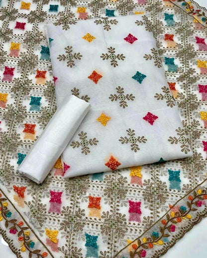 3pc Lawn Full Multi Embroided Dress