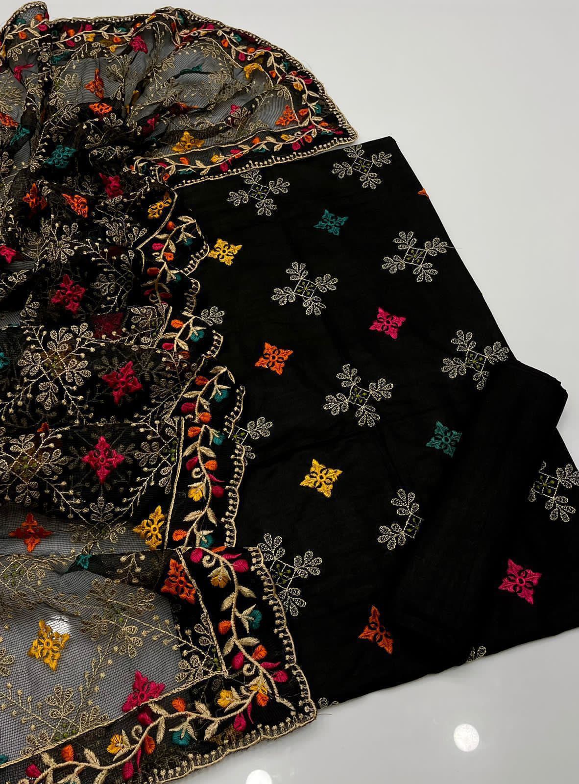 3pc Lawn Full Multi Embroided Dress
