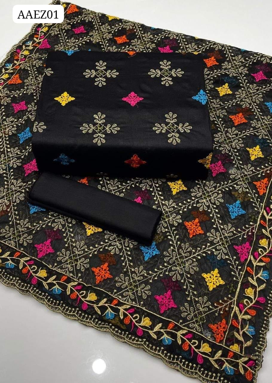 3pc Lawn Full Multi Embroided Dress